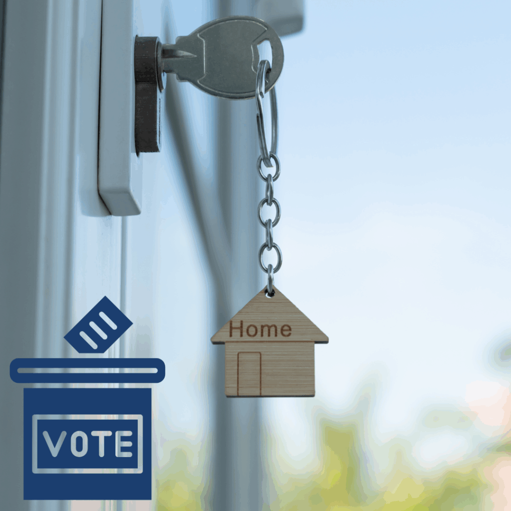 New home image depicting key in door with small house on keychain