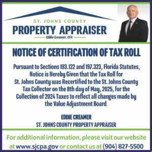 NOTICE OF CERTIFICATION OF TAX ROLL 