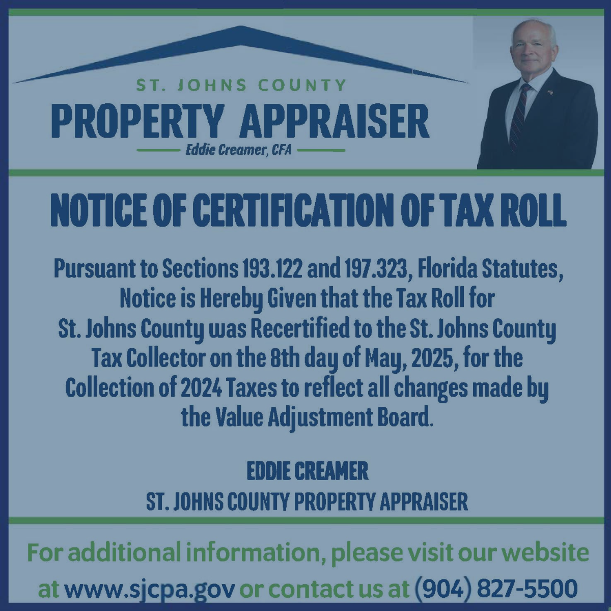 Notice of Certification of Tax Roll