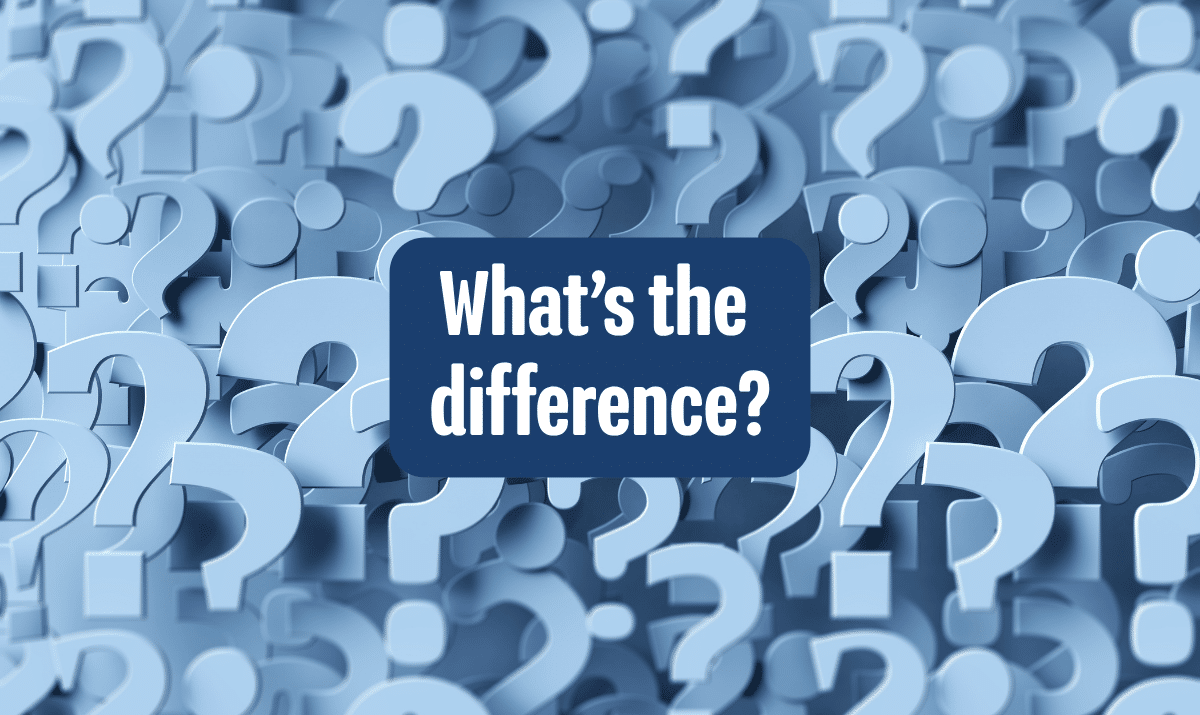 background of question marks with words what's the difference? in the middle